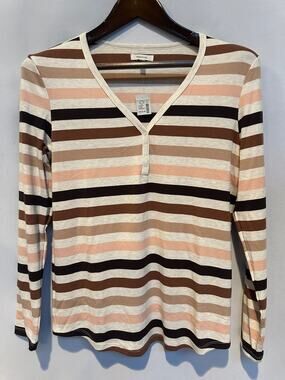 Women’s Maurices Striped Long Sleeve Henry Top Size M
